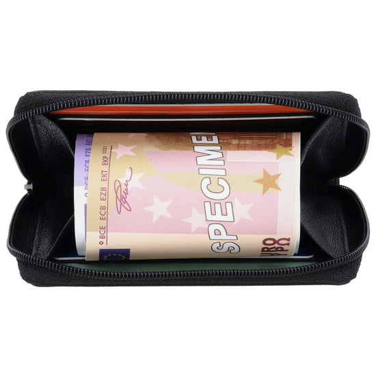 Börse klein in Schwarz mit Rundumreißverschluss - leder-accessoires.com