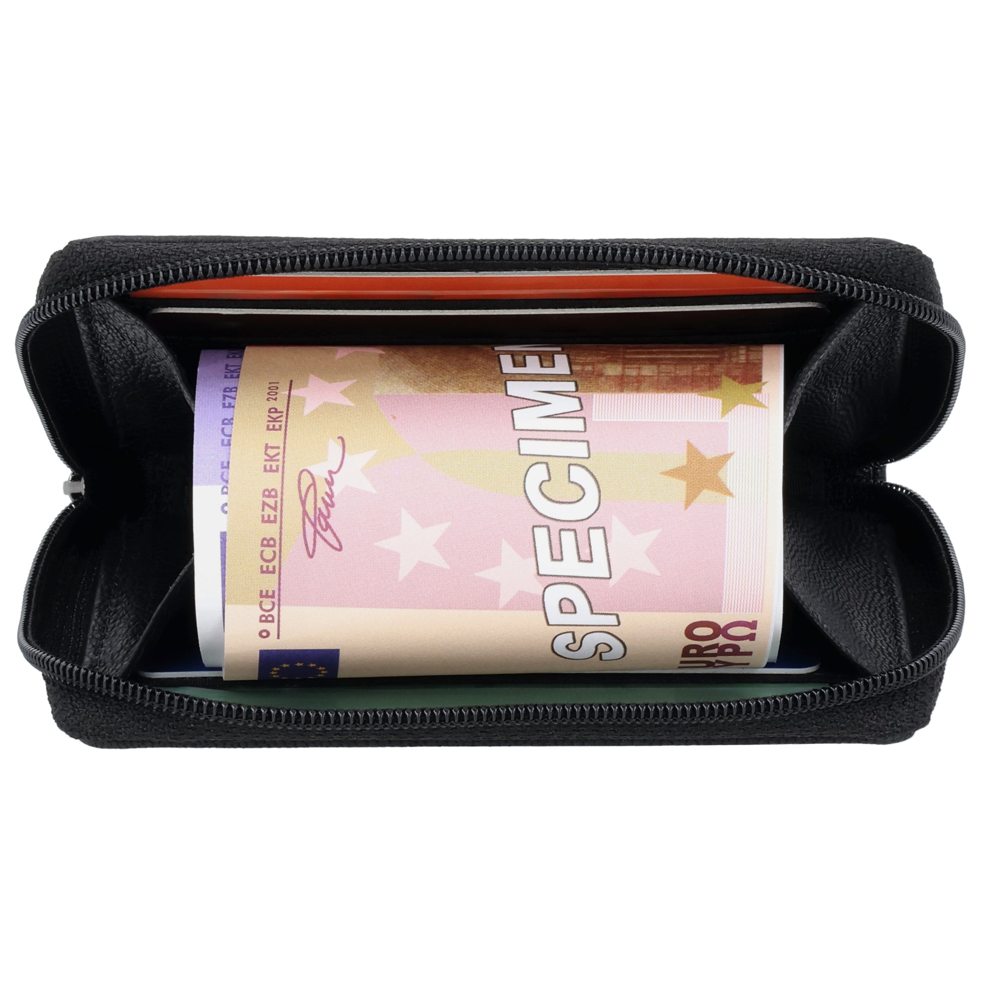 Börse klein in Schwarz mit Rundumreißverschluss - leder-accessoires.com