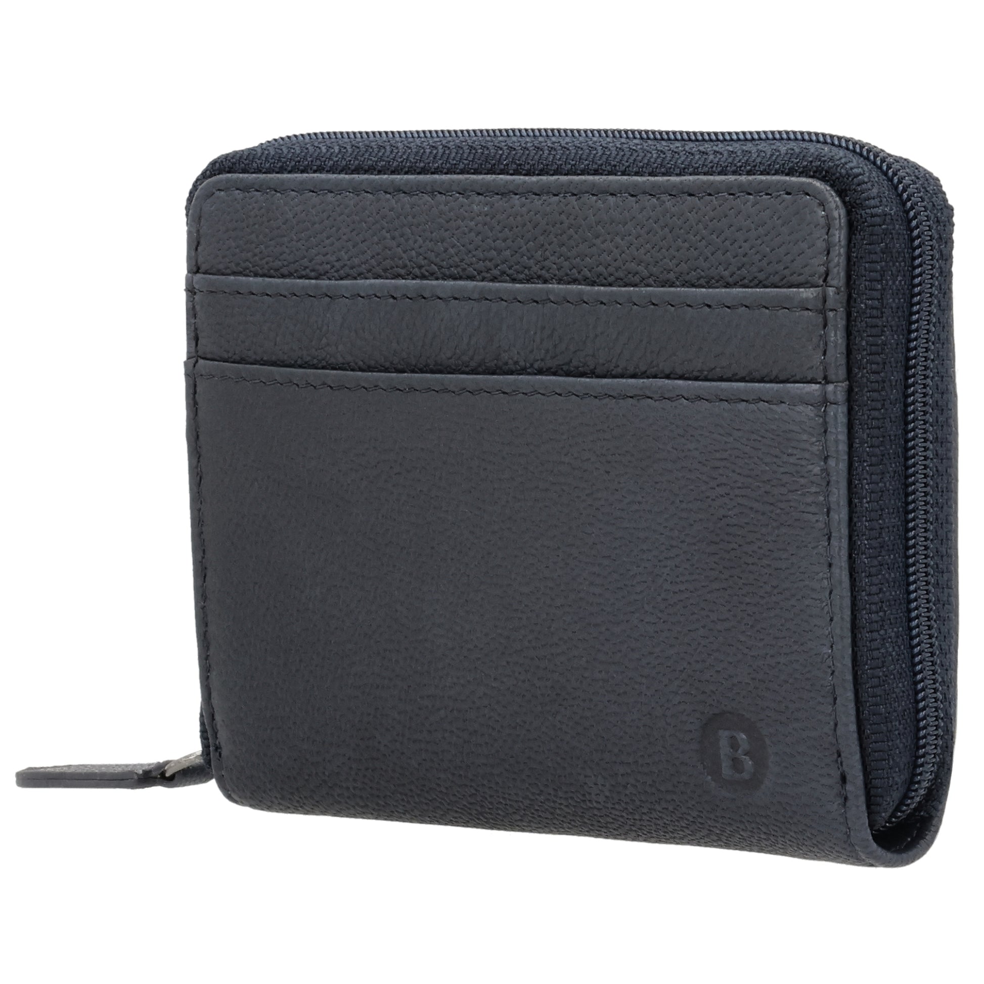 Börse klein in Blau|Marine mit Rundumreißverschluss - leder-accessoires.com
