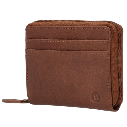 Börse klein in Cognac mit Rundumreißverschluss - leder-accessoires.com