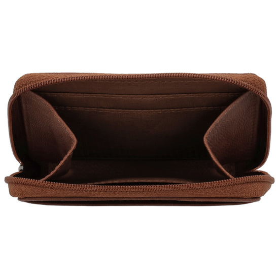 Börse klein in Cognac mit Rundumreißverschluss - leder-accessoires.com