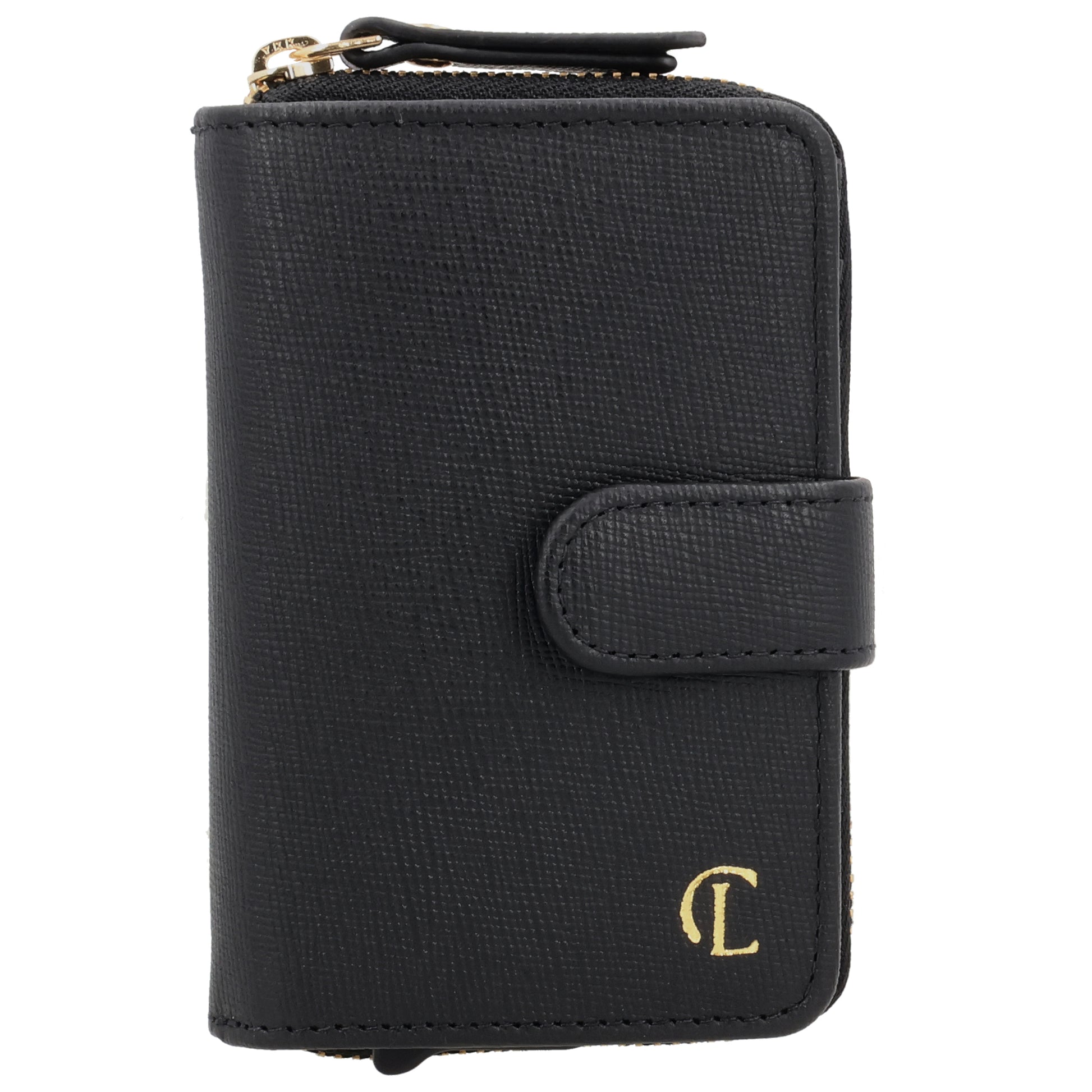 Kreditkartenetui 11x8cm Schwarz RFID mit Münzfach Alu - leder-accessoires.com