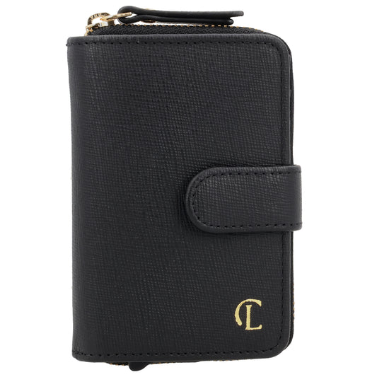 Kreditkartenetui 11x8cm Schwarz RFID mit Münzfach Alu - leder-accessoires.com