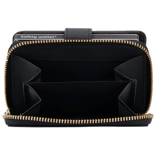 Kreditkartenetui 11x8cm Schwarz RFID mit Münzfach Alu - leder-accessoires.com