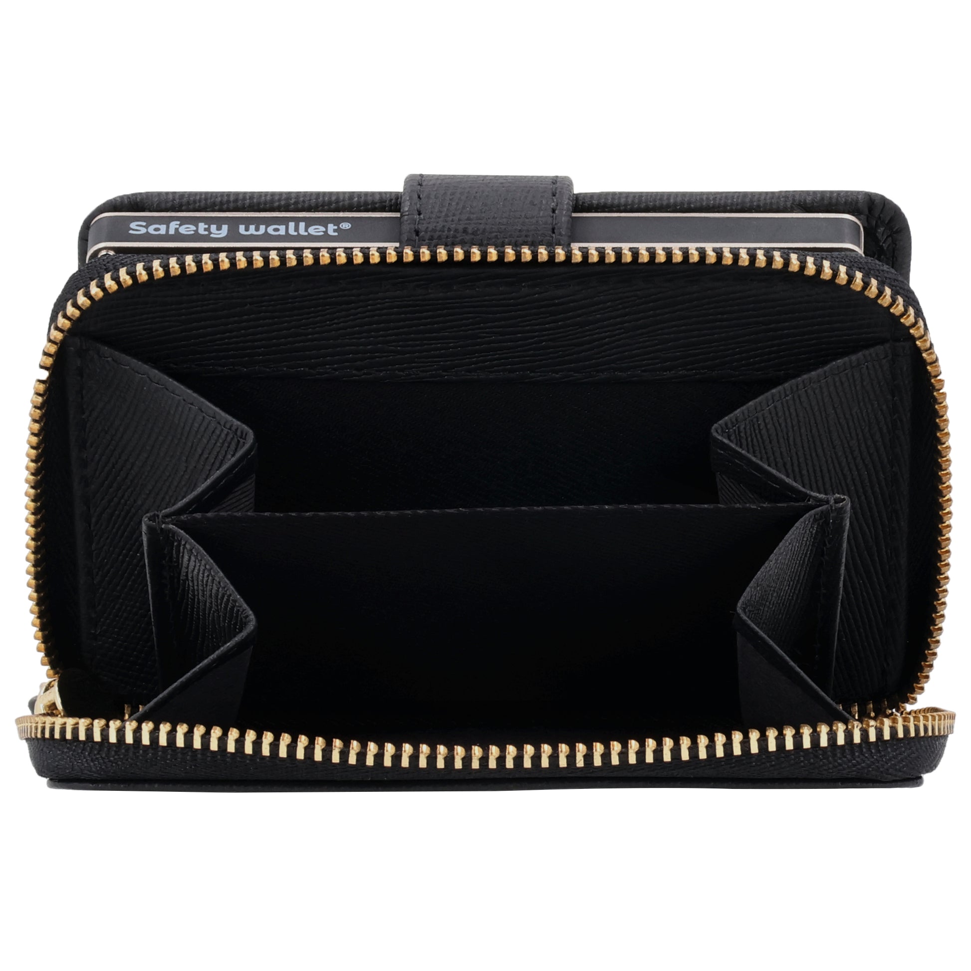 Kreditkartenetui 11x8cm Schwarz RFID mit Münzfach Alu - leder-accessoires.com