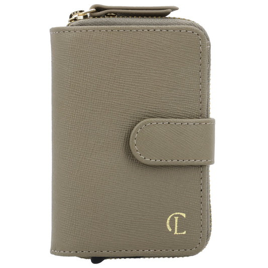 RFID Kartenetui 11x8cm Taupe kompakt mit Alu-Case - leder-accessoires.com