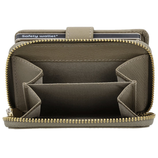 RFID Kartenetui 11x8cm Taupe kompakt mit Alu-Case - leder-accessoires.com