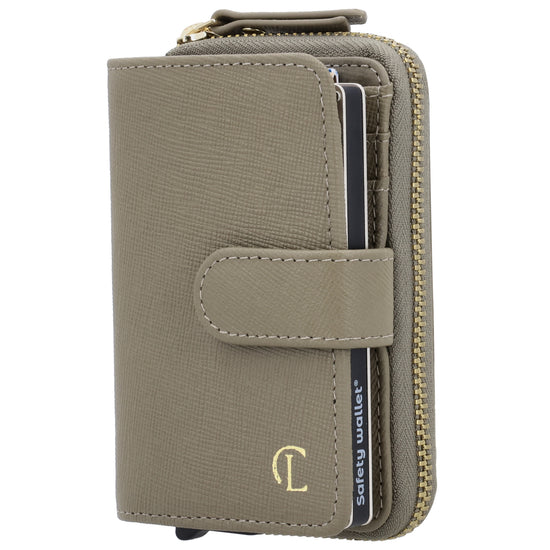 RFID Kartenetui 11x8cm Taupe kompakt mit Alu-Case - leder-accessoires.com