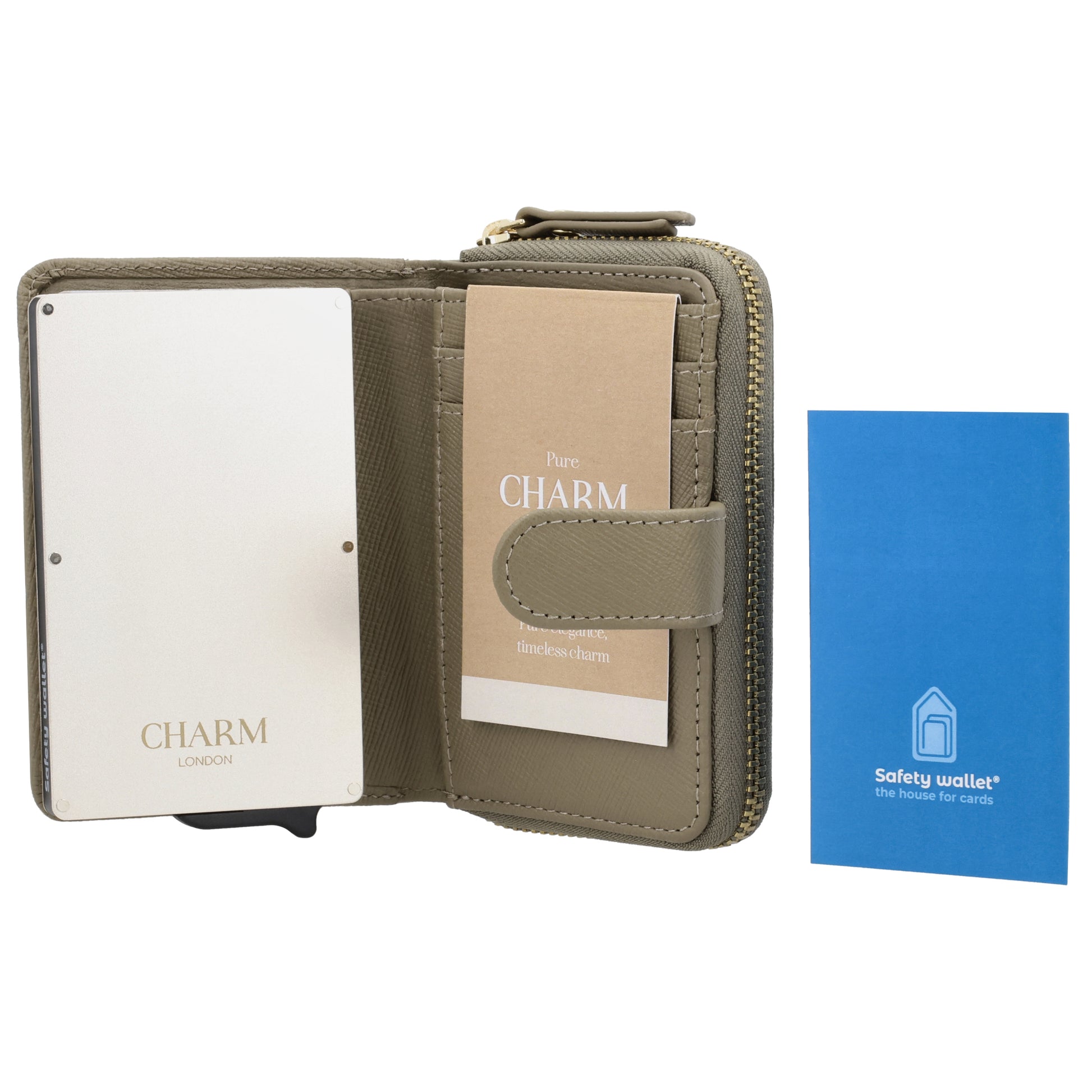RFID Kartenetui 11x8cm Taupe kompakt mit Alu-Case - leder-accessoires.com