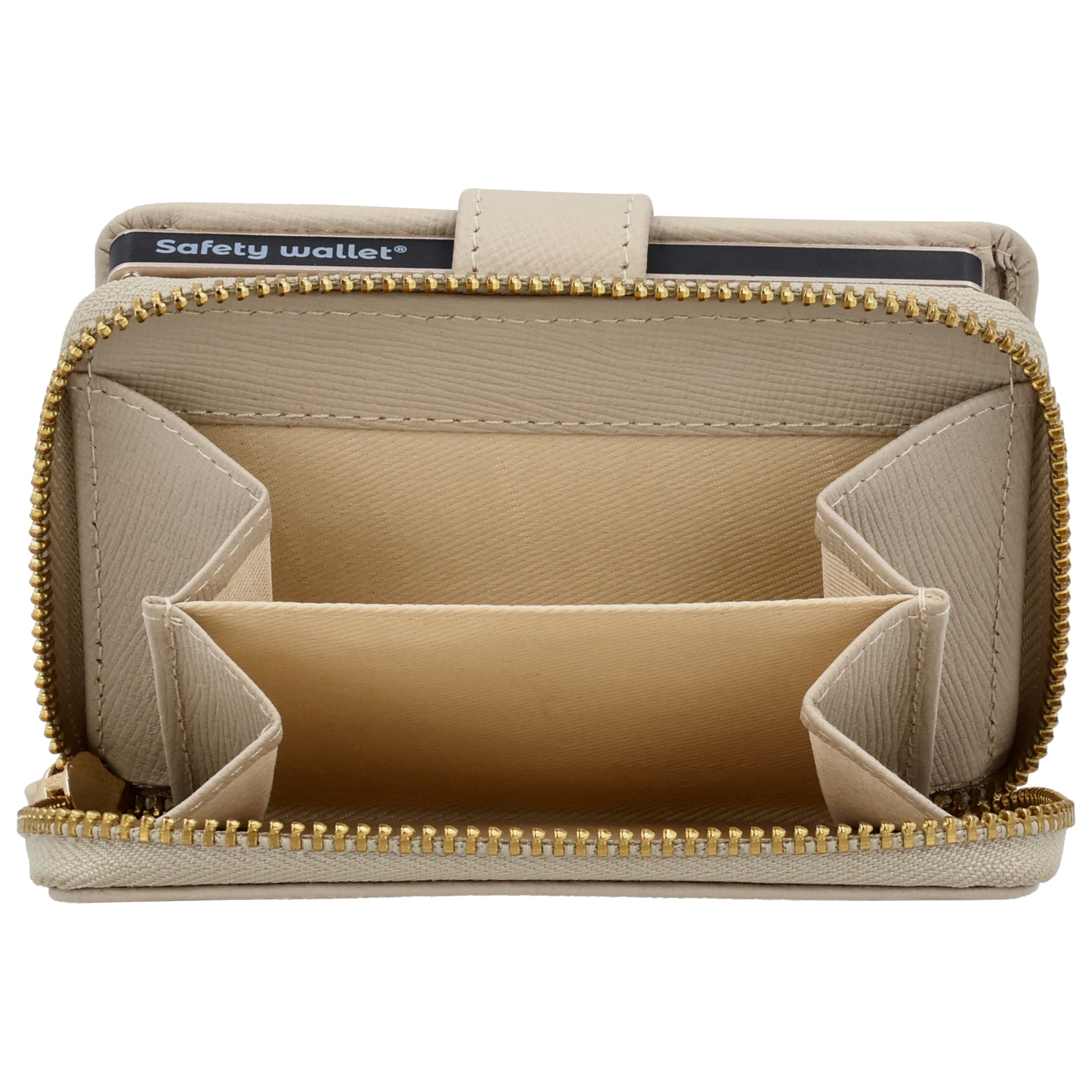 Beige Slim Wallet 11x8cm mit RFID Schutz & Münzfach - leder-accessoires.com