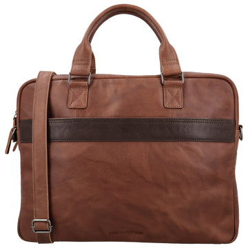 Business-| Laptoptasche 39x30x8cm in Cognac mit Reißverschluss - leder-accessoires.com