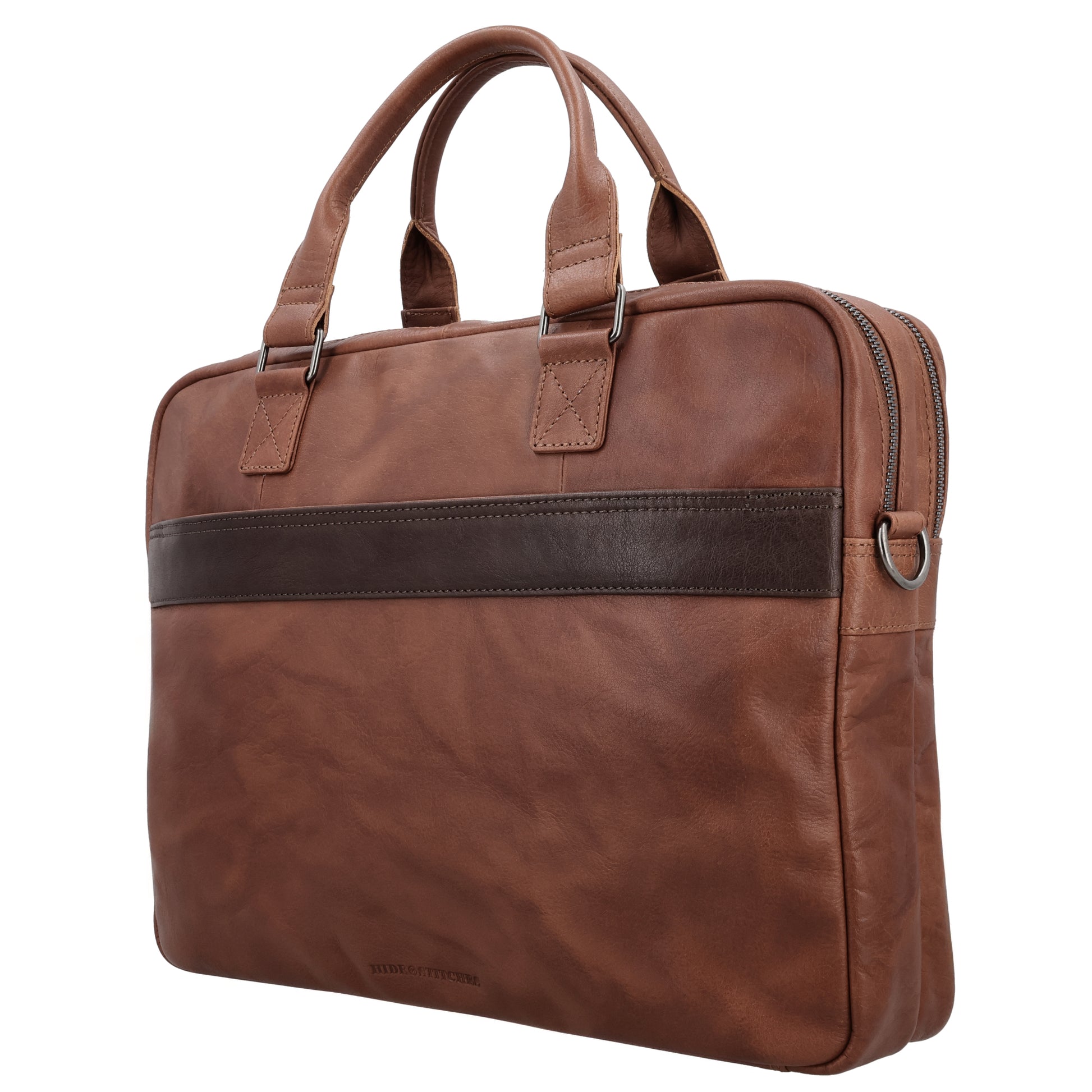 Business-| Laptoptasche 39x30x8cm in Cognac mit Reißverschluss - leder-accessoires.com