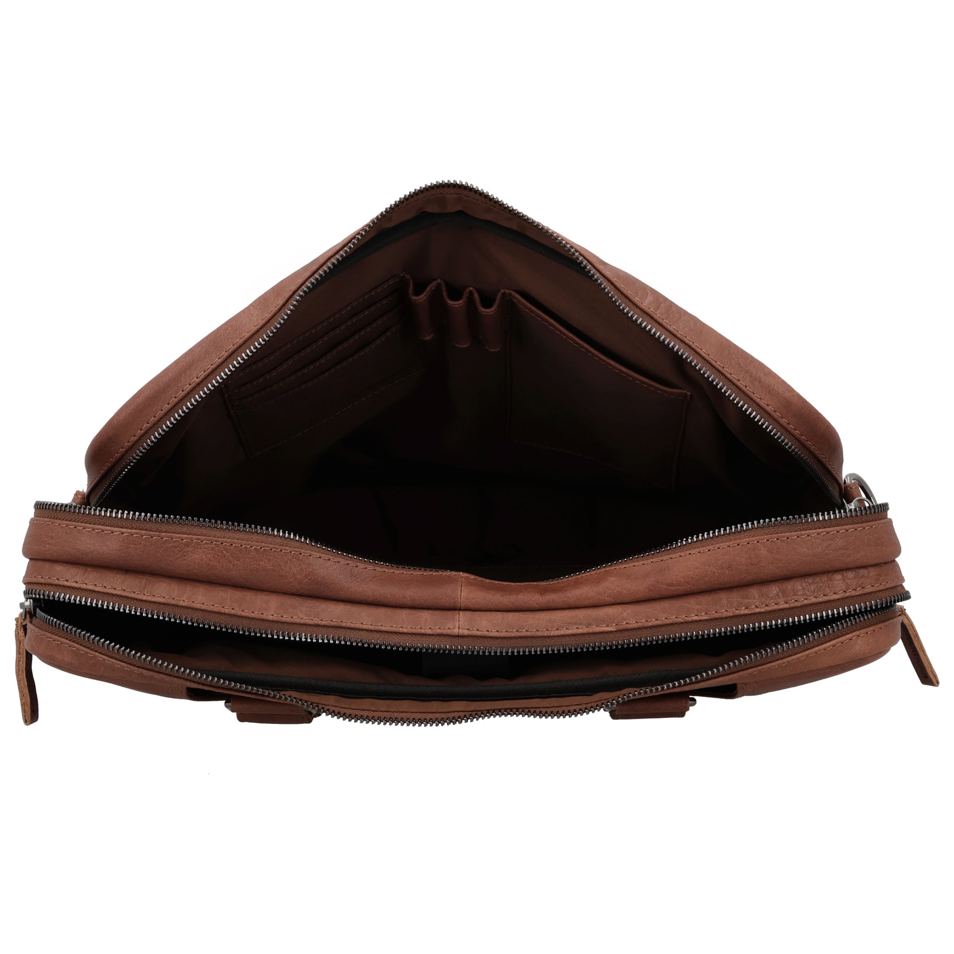 Business-| Laptoptasche 39x30x8cm in Cognac mit Reißverschluss - leder-accessoires.com