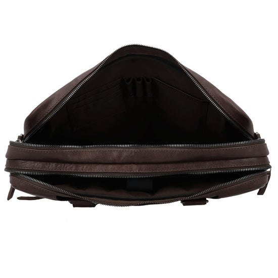 Business-| Laptoptasche 39x30x8cm in Braun mit Reißverschluss - leder-accessoires.com