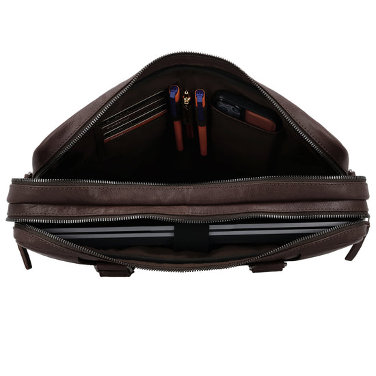 Business-| Laptoptasche 39x30x8cm in Braun mit Reißverschluss - leder-accessoires.com
