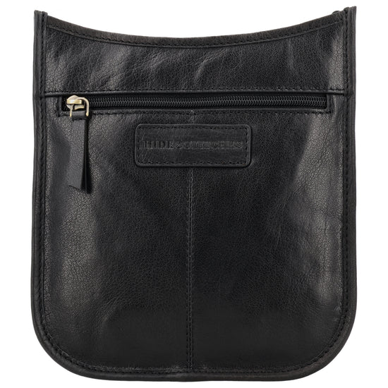 Schultertasche in Schwarz 20x21,5cm mit Reißverschluss - leder-accessoires.com