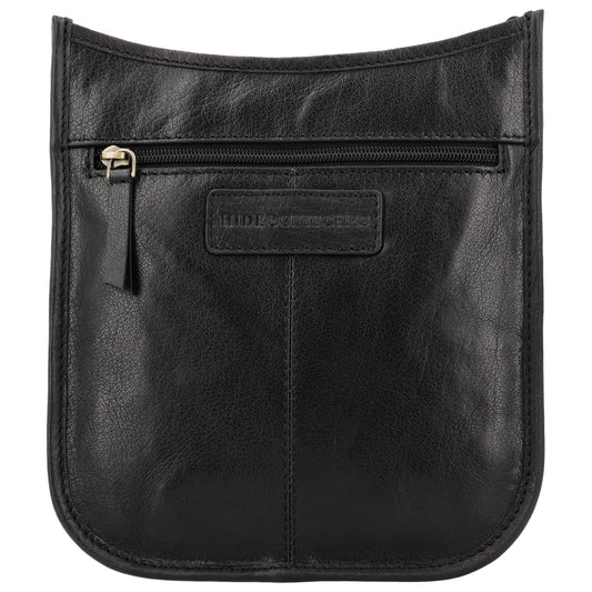 Schultertasche in Schwarz 20x21,5cm mit Reißverschluss - leder-accessoires.com