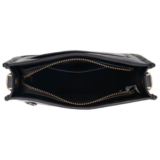 Schultertasche in Schwarz 20x21,5cm mit Reißverschluss - leder-accessoires.com