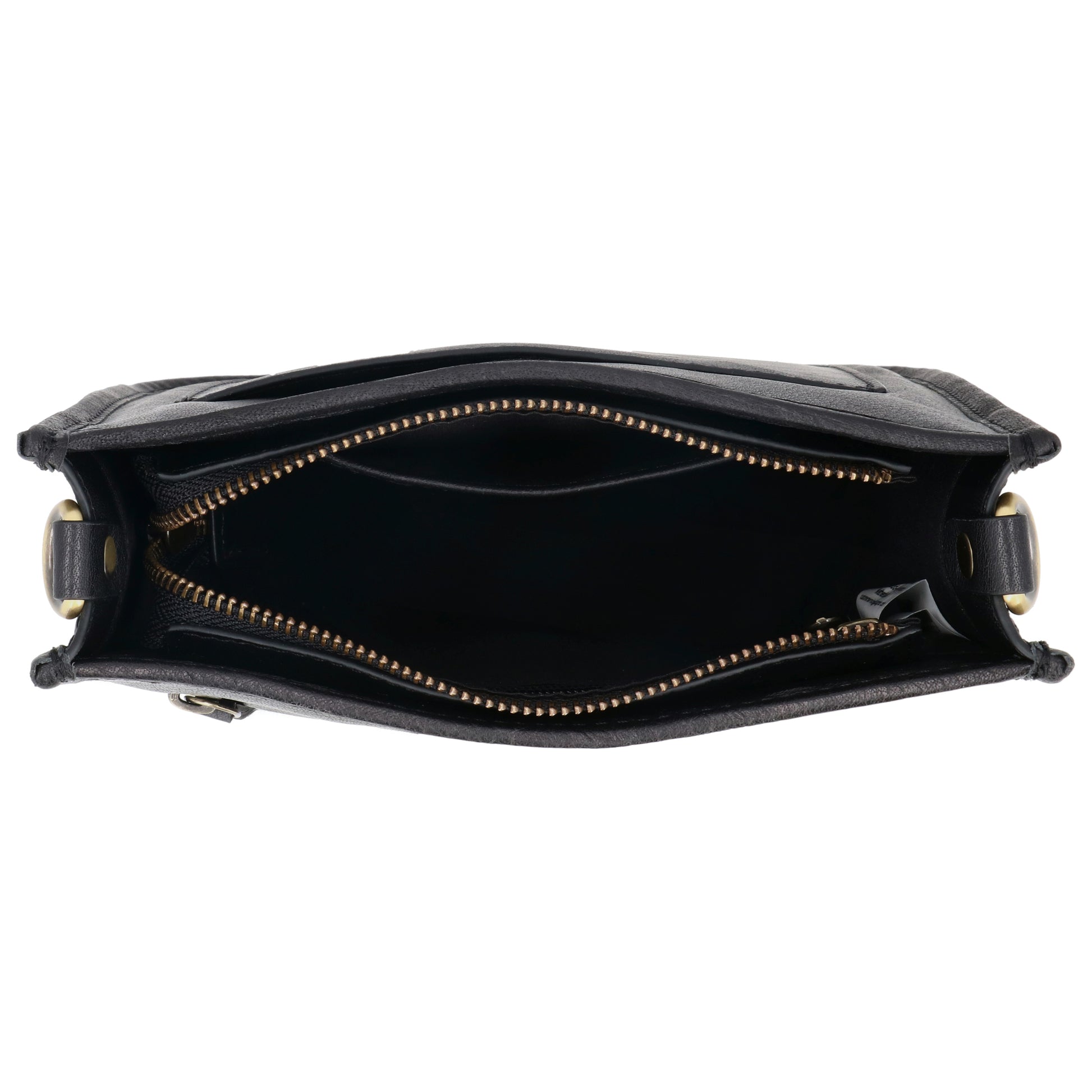 Schultertasche in Schwarz 20x21,5cm mit Reißverschluss - leder-accessoires.com