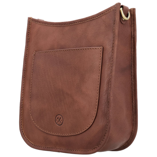 Schultertasche in Cognac 20x21,5cm mit Reißverschluss - leder-accessoires.com