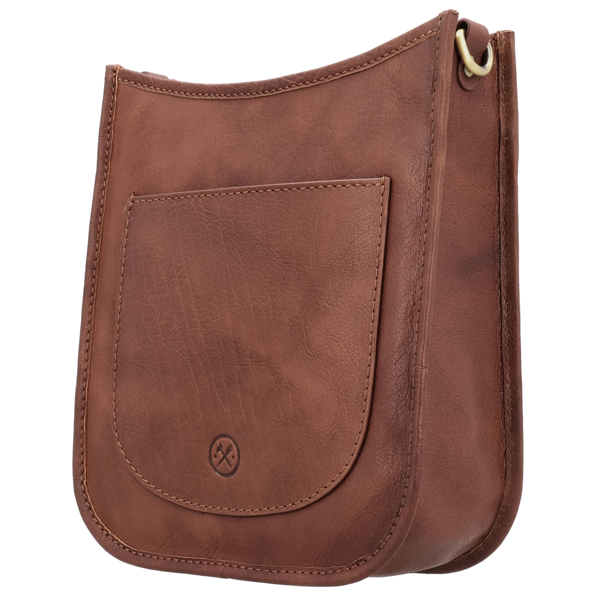 Schultertasche in Cognac 20x21,5cm mit Reißverschluss - leder-accessoires.com