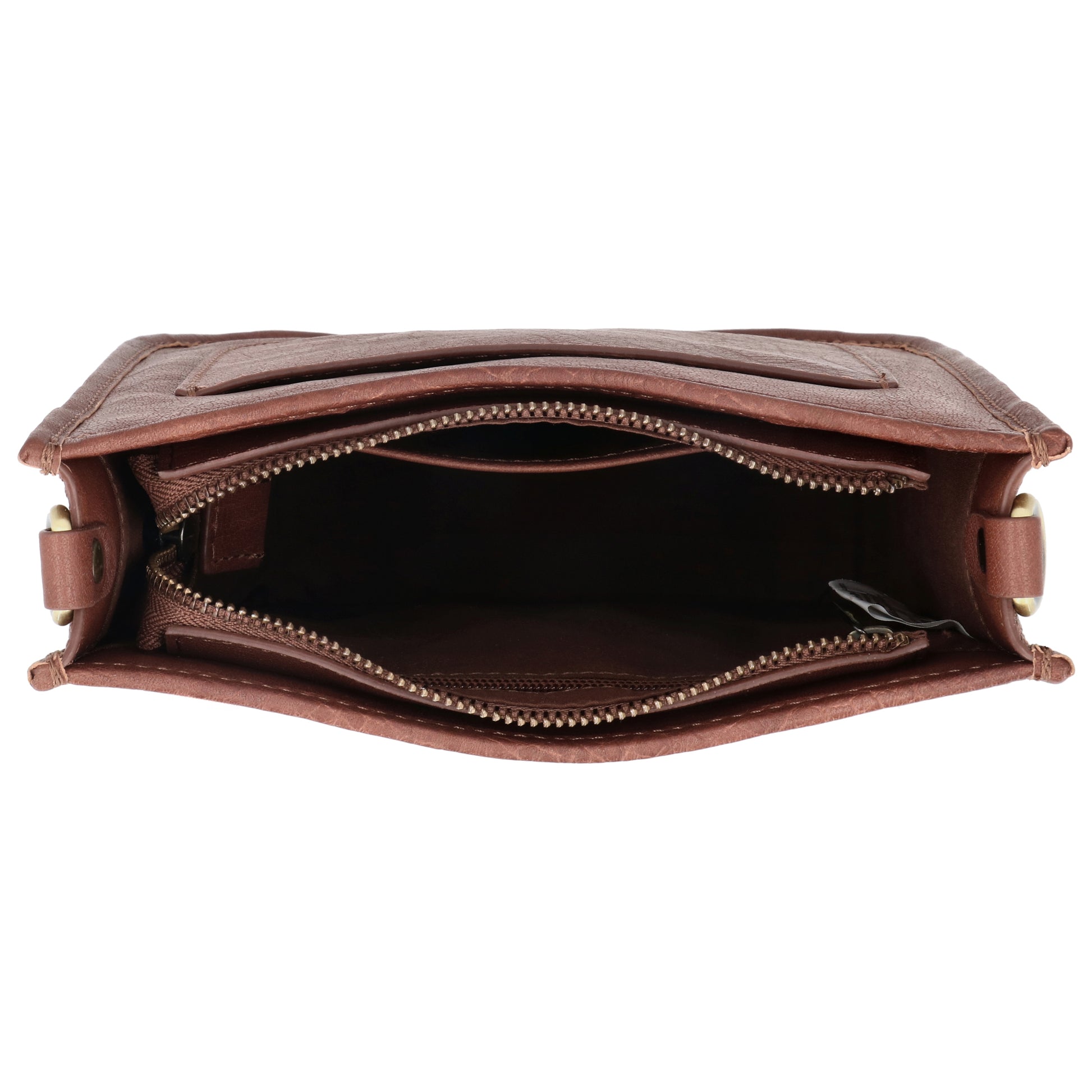Schultertasche in Cognac 20x21,5cm mit Reißverschluss - leder-accessoires.com