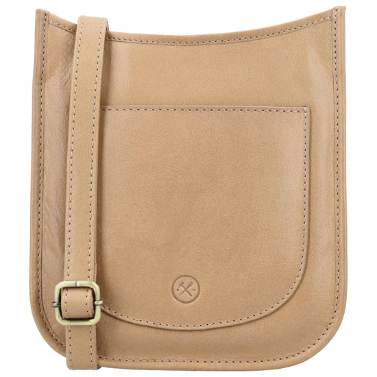 Schultertasche in Sand 20x21,5cm mit Reißverschluss - leder-accessoires.com