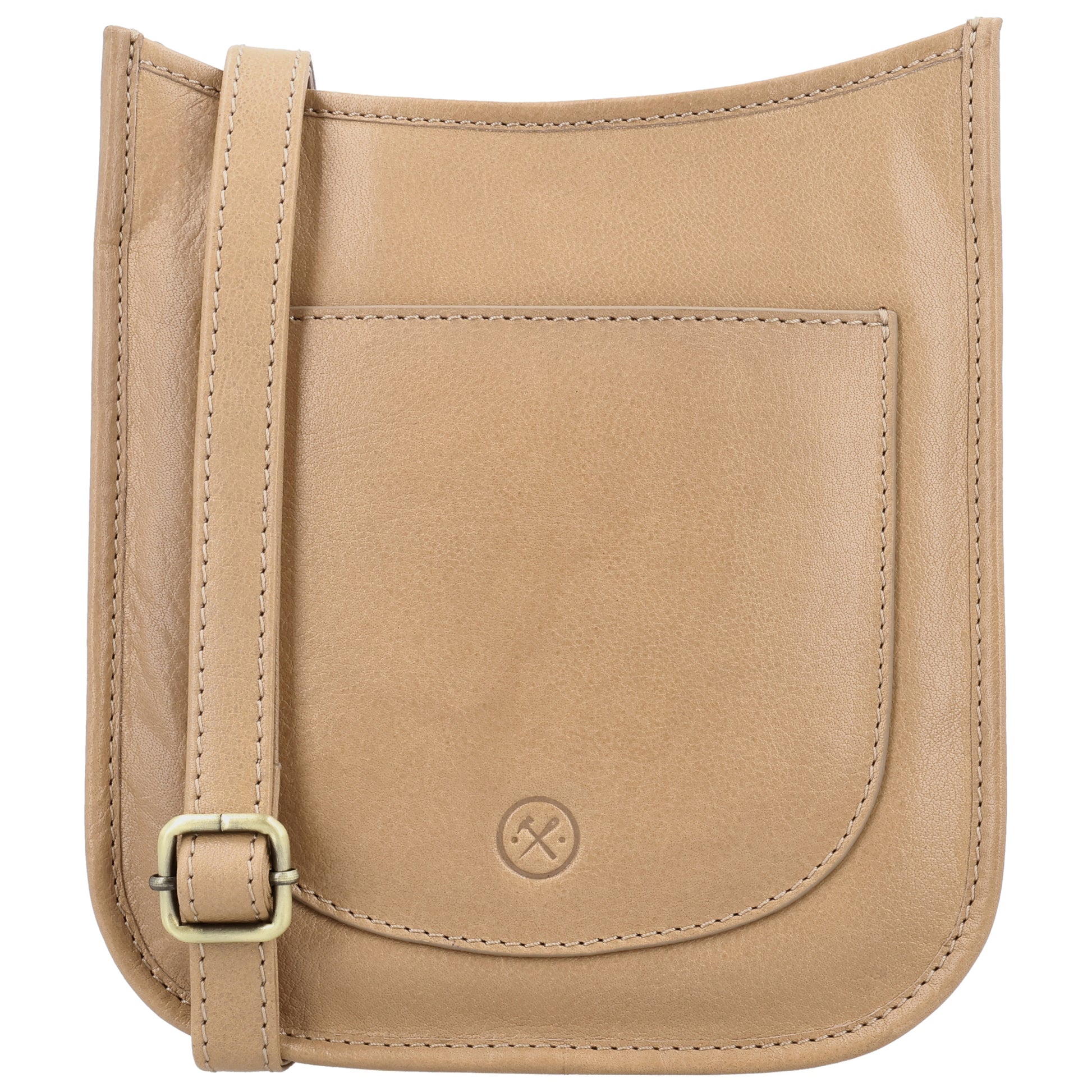 Schultertasche in Sand 20x21,5cm mit Reißverschluss - leder-accessoires.com