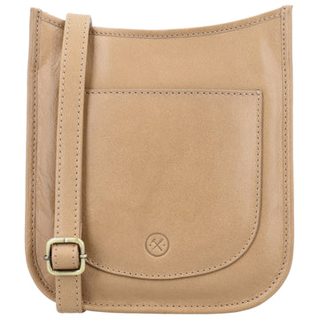 Schultertasche in Sand 20x21,5cm mit Reißverschluss - leder-accessoires.com