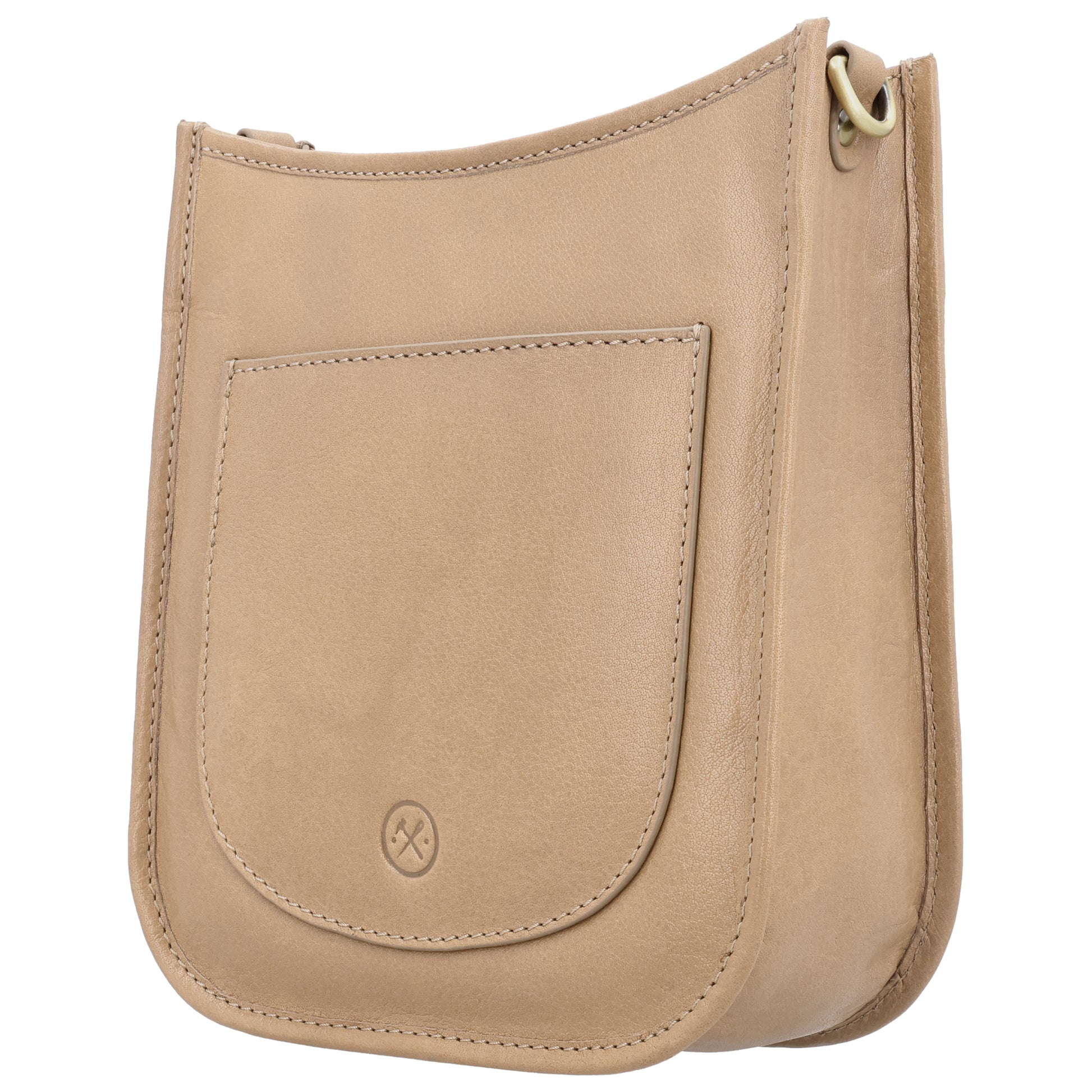 Schultertasche in Sand 20x21,5cm mit Reißverschluss - leder-accessoires.com