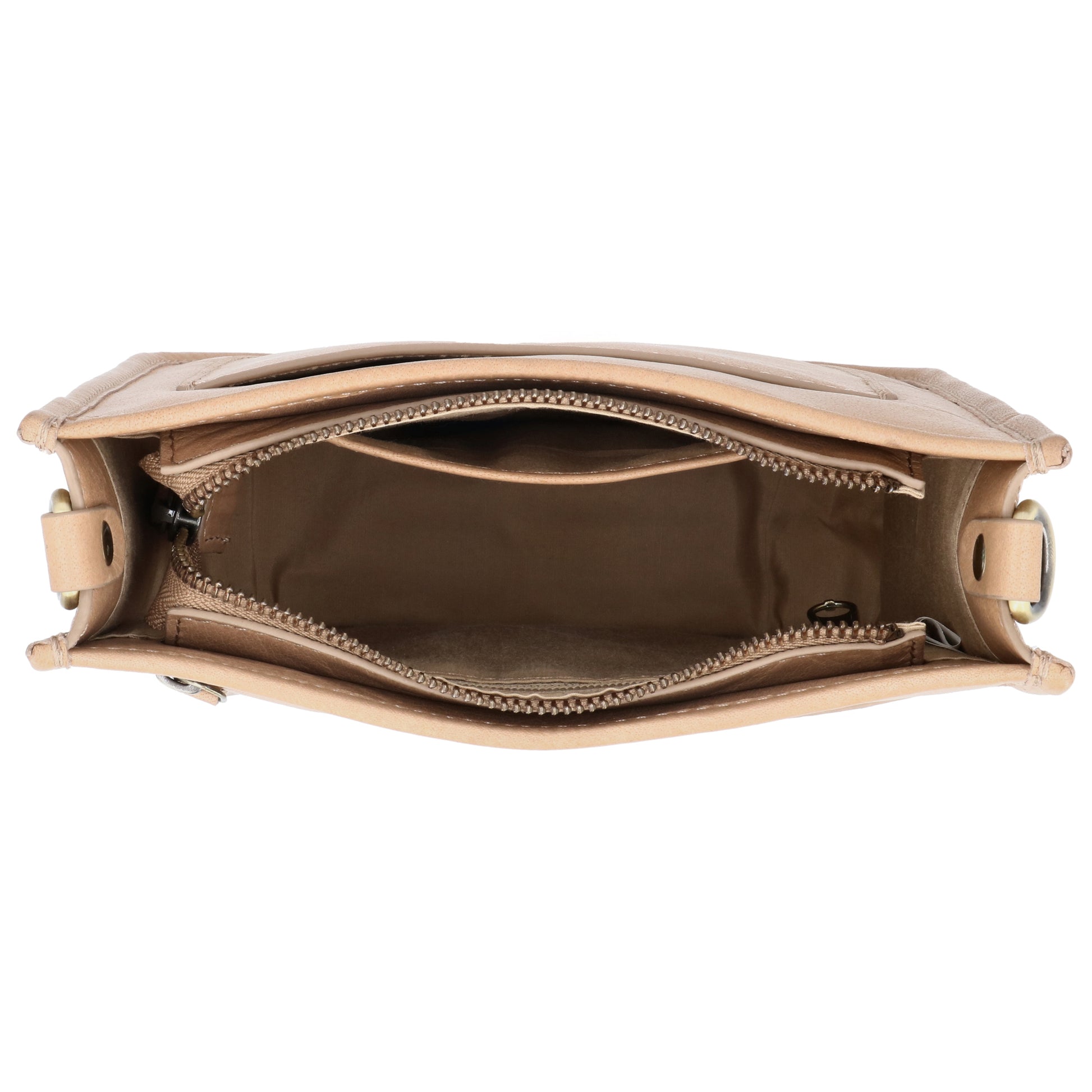 Schultertasche in Sand 20x21,5cm mit Reißverschluss - leder-accessoires.com