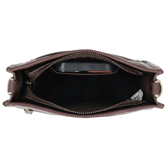 Schultertasche in Braun 20x21,5cm mit Reißverschluss - leder-accessoires.com