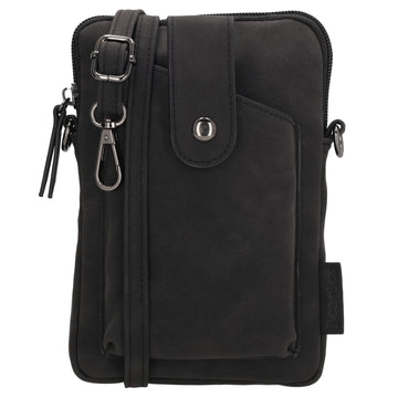 Handytasche Kunstleder 19x13x2cm in Schwarz mit Reißverschluss