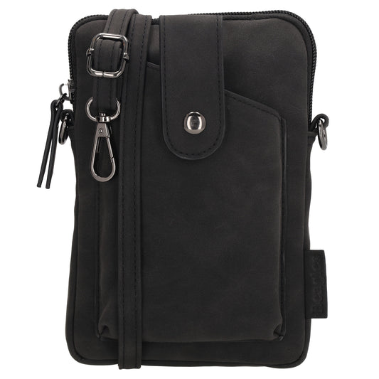 Handytasche Kunstleder 19x13x2cm in Schwarz mit Reißverschluss