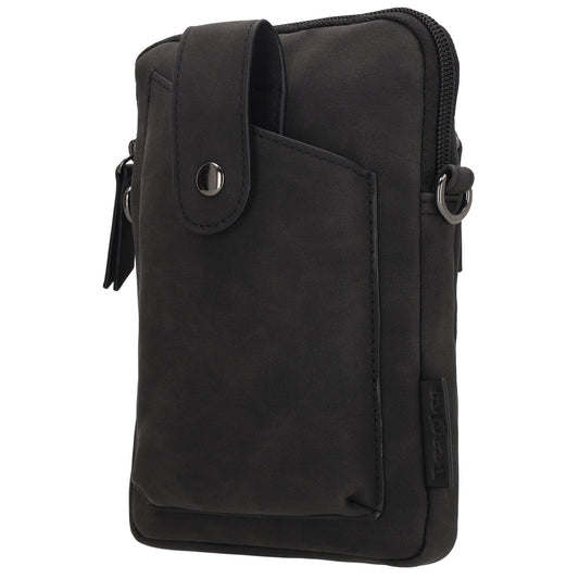 Handytasche Kunstleder 19x13x2cm in Schwarz mit Reißverschluss