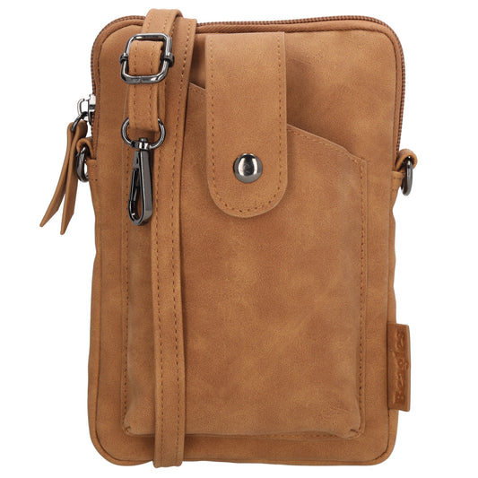 Handytasche Kunstleder 19x13x2cm in Cognac mit Reißverschluss