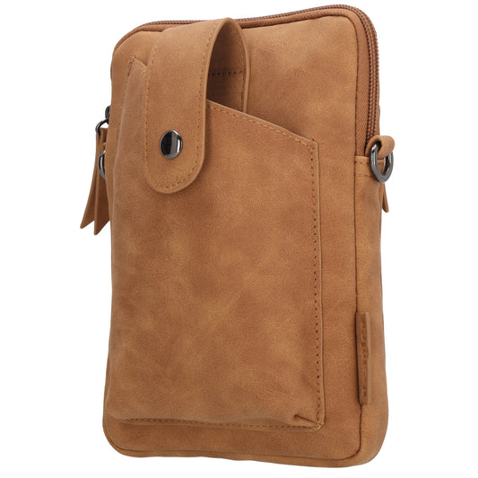 Handytasche Kunstleder 19x13x2cm in Cognac mit Reißverschluss