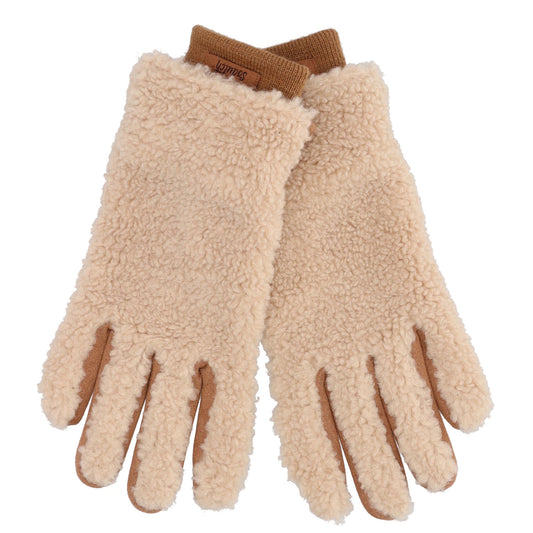 Teddyfellhandschuh in Cognac mit Touchscreen-Funktion