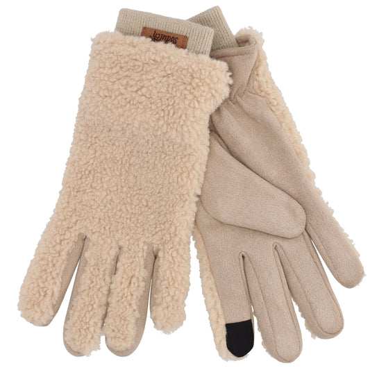 Teddyfellhandschuh in Beige mit Touchscreen-Funktion