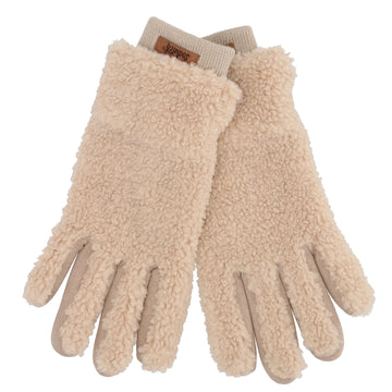 Teddyfellhandschuh in Beige mit Touchscreen-Funktion