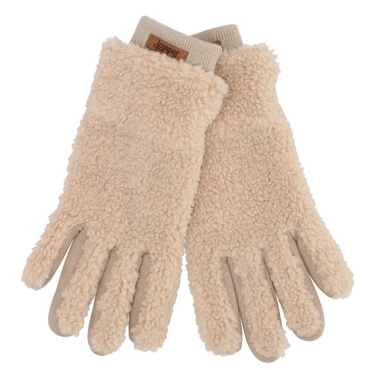 Teddyfellhandschuh in Beige mit Touchscreen-Funktion