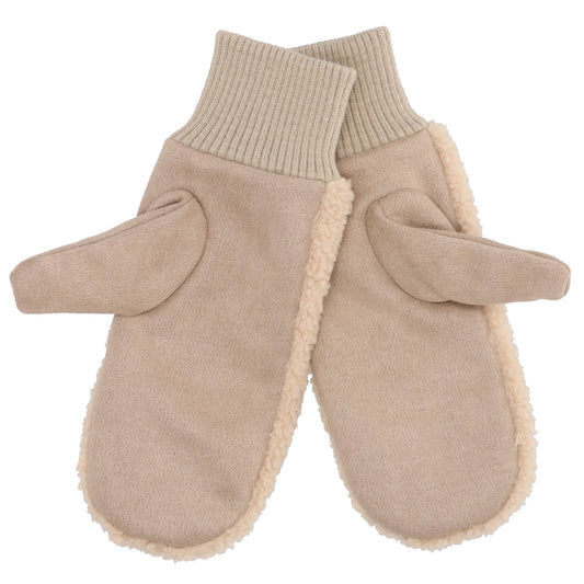 Fäustlinge Beige in Wildlederimitat und flauschigem Innenfutter