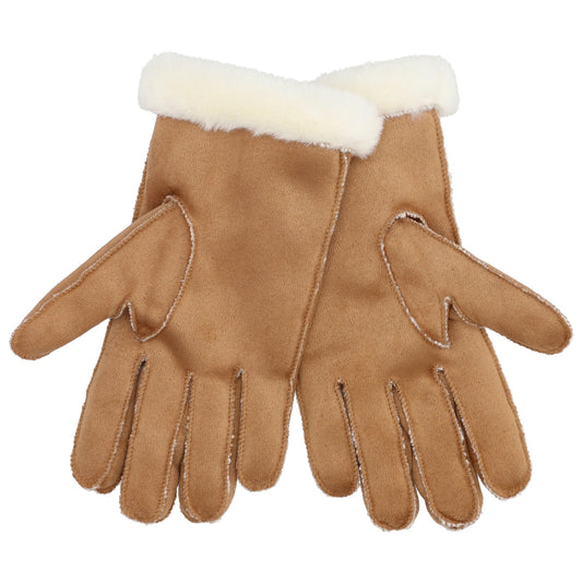 Winterhandschuh in Cognac in Wildleder-Optik