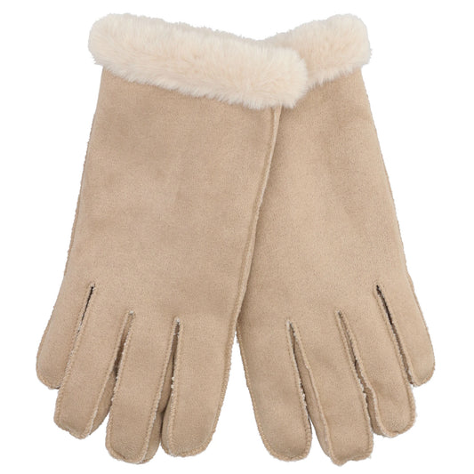 Winterhandschuh in Beige in Wildleder-Optik