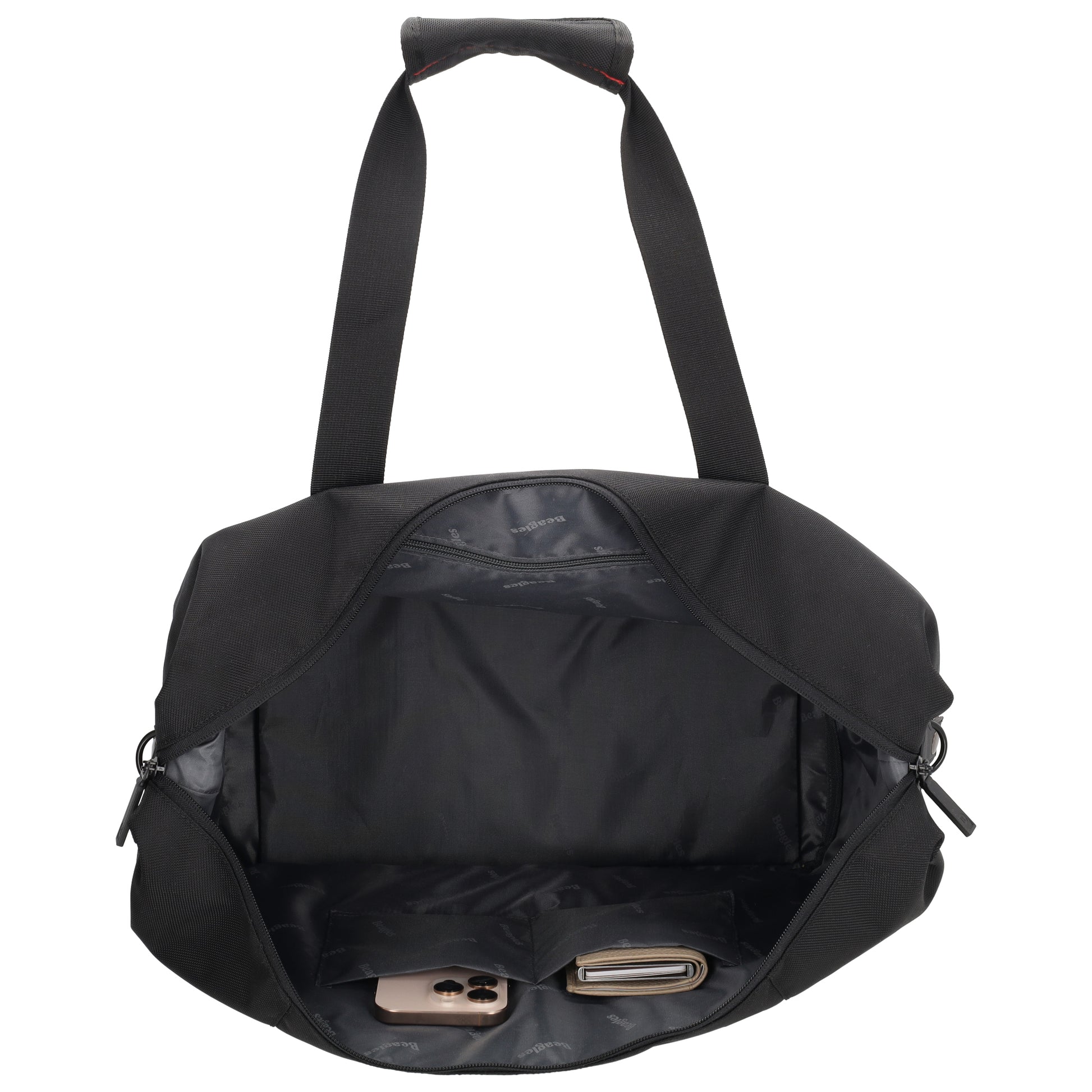 Reisetasche 40 x 32cm in Schwarz mit Reißverschluss - leder-accessoires.com