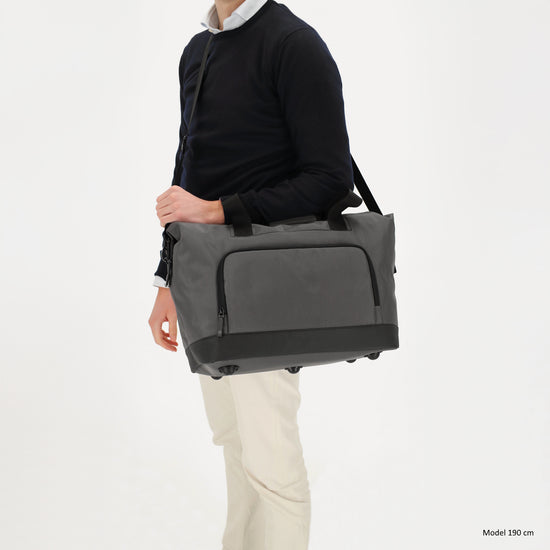 Reisetasche 40 x 32cm in Grau mit Reißverschluss - leder-accessoires.com