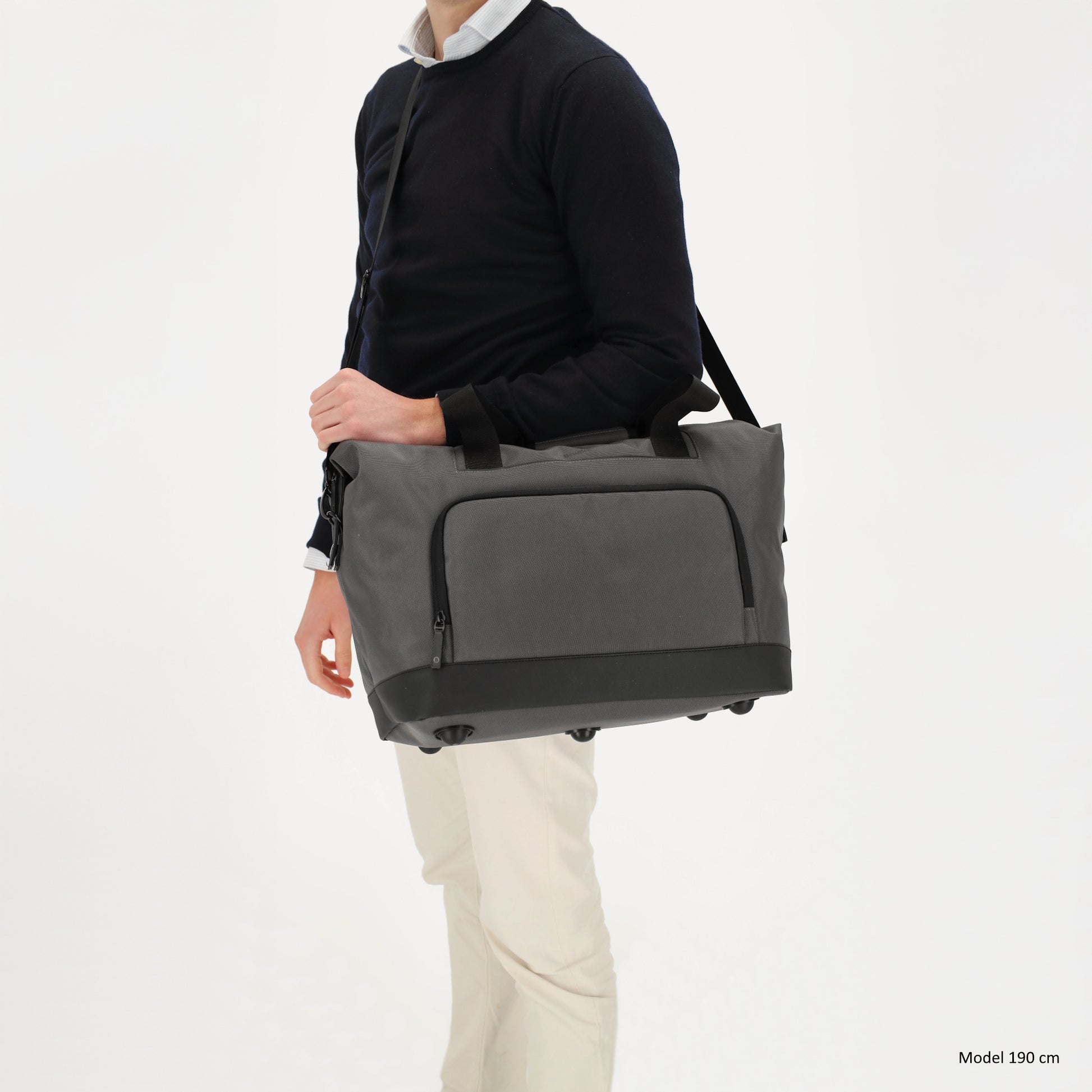 Reisetasche 40 x 32cm in Grau mit Reißverschluss - leder-accessoires.com
