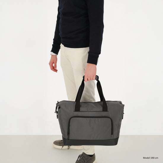 Reisetasche 40 x 32cm in Grau mit Reißverschluss - leder-accessoires.com