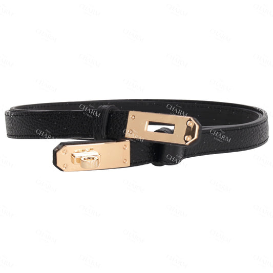 Ledergürtel 10mm in Schwarz mit Goldschließe - leder-accessoires.com