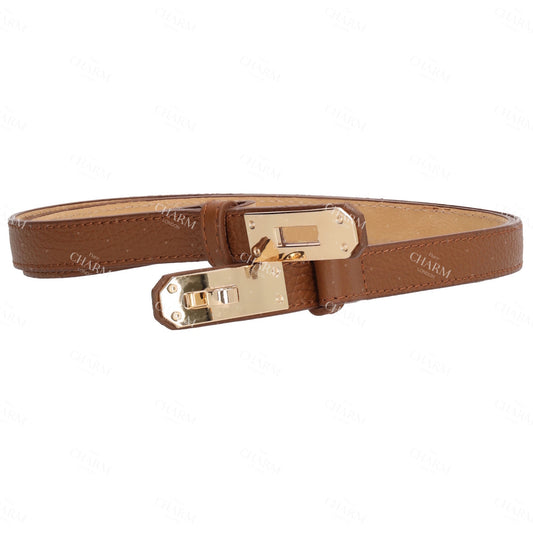 Ledergürtel 10mm in Cognac mit Goldschließe - leder-accessoires.com